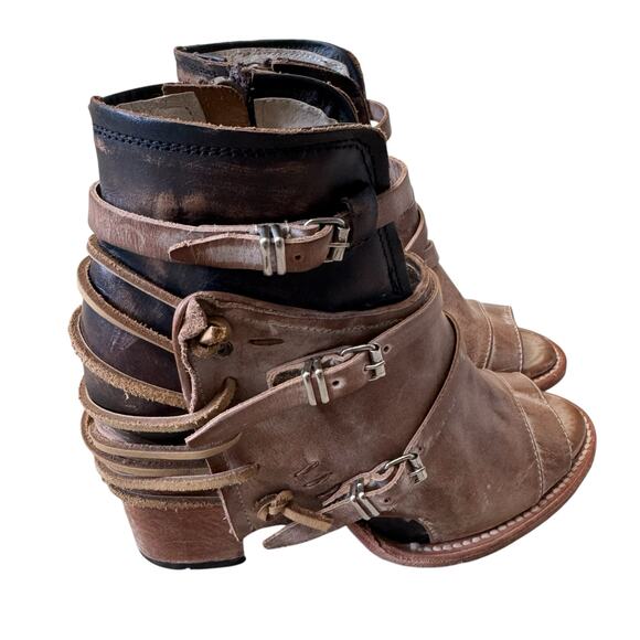 FREEBIRD BY STEVEN Carter Western Leather Ankle Boot Taupe Brown Size 9 - Picture 2 of 10